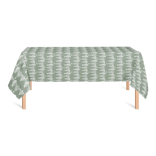 102'' Sage Christmas Tree Pattern Tablecloth